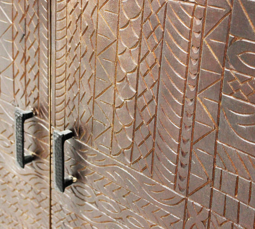 MANTRA - madia con decoro 3 ante legno e ferro Marrone