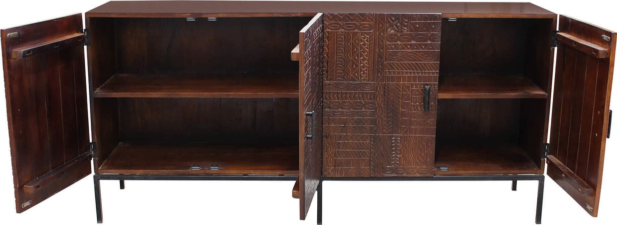 MANTRA---madia-con-decoro-4-ante-legno-e-ferro-Marrone-Milani-Home