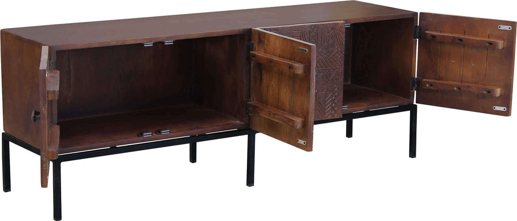 MANTRA---porta-tv-con-decoro-4-ante-legno-e-ferro-Marrone-Milani-Home
