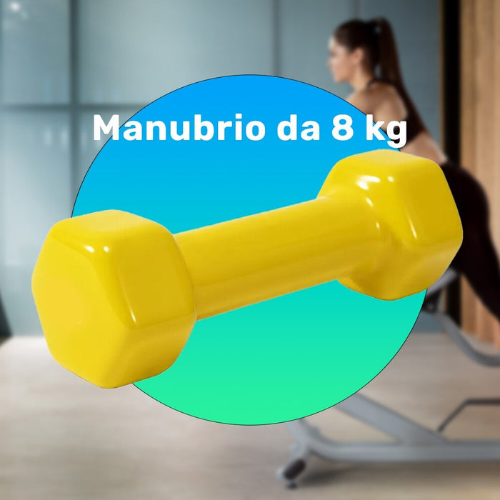 COPPIA 2 MANUBRI PESI PALESTRA MANUBRIO PESETTI PER FITNESS BILANCIERE - Foto 2
