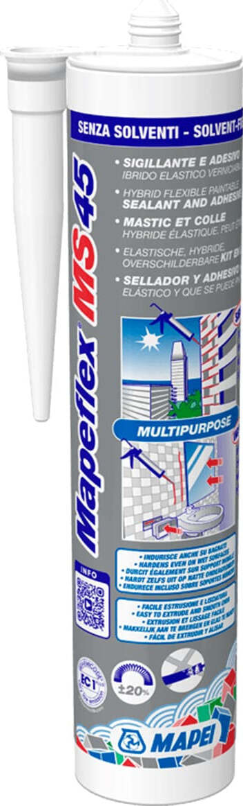 MAPEI-MAPEFLEX-MS-45-BIANCO-ML.300-Sigillante-adesivo-elastico-verniciabile-per-fondi-umidi-e-movimenti-fino-al-20%