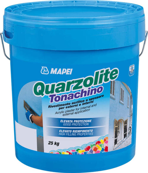 MAPEI-QUARZOLITE-TONACHINO-KG.25-BIANCO-1,2mm-Rivestimento-acrilico-a-spessore-per-esterni-e-interni