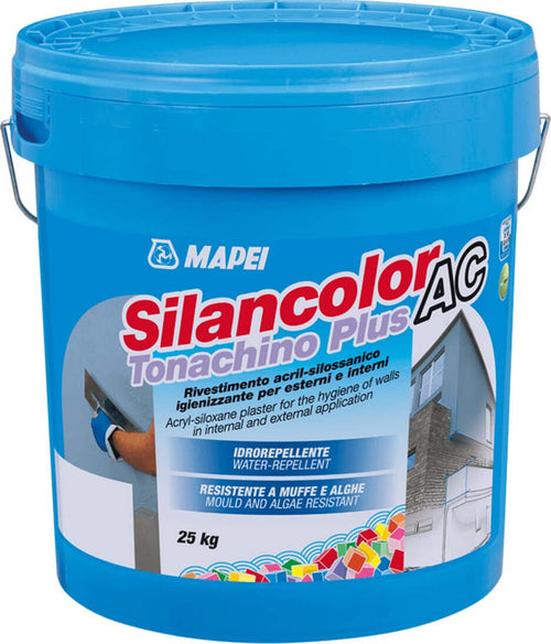 MAPEI-SILANCOLOR-AC-TONACHINO-PLUS-1,2mm-KG.20-BIANCO-Rivestimento-acril-silossanico-igienizzante-per-esterni-e-interni