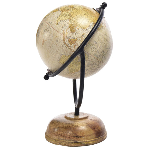 Mappamondo decorativo per scrivania con piedistallo in legno h 22 cm