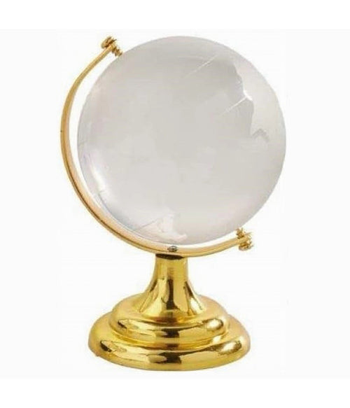 Mappamondo In Vetro Lucido Satinato Base Colore Oro H.7cm Bomboniera Decorazione