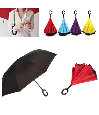 Ombrello Reversibile Apertura Al Contrario Auto Rovesciato Anti Pioggia Moda