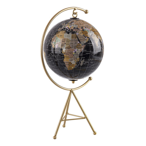 Mappamondo con piedistallo color Nero-Oro decorazione per interni 30 cm