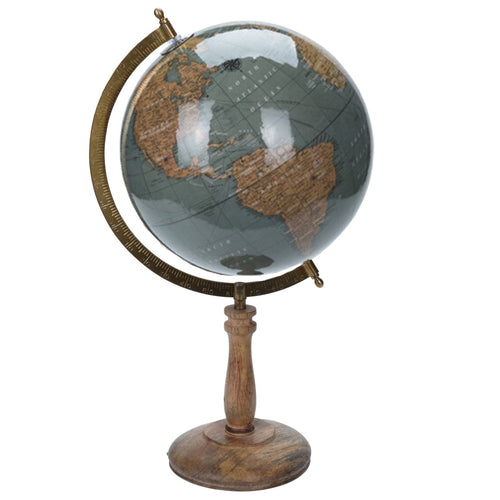 Mappamondo girevole con base in metallo e mappe h 43 cm