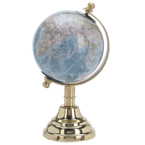 Mappamondo con base in metallo lucido per decorazione interno h 15 cm