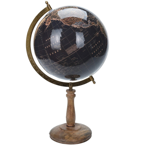 Mappamondo girevole con base in metallo e mappe h 43 cm