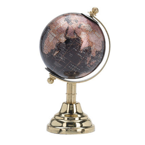 Mappamondo con base in metallo lucido per decorazione interno h 15 cm