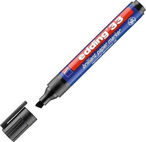Marcatore 33 a base d'acqua - punta scalpello - 1 - 5 mm - nero - Edding Cancelleria e prodotti per ufficio/Penne matite scrittura e correzione/Marcatori ed evidenziatori/Pennarelli indelebili e marcatori Eurocartuccia - Pavullo, Commerciovirtuoso.it