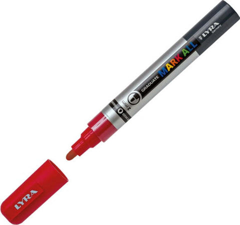 Marcatore a base d'acqua Graduate Mark All - punta tonda 2mm - rosso - Lyra Cancelleria e prodotti per ufficio/Penne matite scrittura e correzione/Marcatori ed evidenziatori/Pennarelli indelebili e marcatori Eurocartuccia - Pavullo, Commerciovirtuoso.it