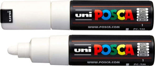 Marcatore a base d'acqua Uni Posca PC7M - punta tonda large 4 5 mm-5 5mm - bianco - Uni Mitsubishi Cancelleria e prodotti per ufficio/Penne matite scrittura e correzione/Marcatori ed evidenziatori/Pennarelli indelebili e marcatori Eurocartuccia - Pavullo, Commerciovirtuoso.it