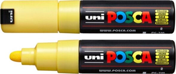 Marcatore a base d'acqua Uni Posca PC7M - punta tonda large 4 5 mm-5 5mm - giallo - Uni Mitsubishi Cancelleria e prodotti per ufficio/Penne matite scrittura e correzione/Marcatori ed evidenziatori/Pennarelli indelebili e marcatori Eurocartuccia - Pavullo, Commerciovirtuoso.it