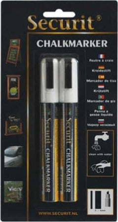 Marcatore a gesso liquido - punta media da 2 00-6 00mm - bianco - Securit - conf. 2 pezzi Cancelleria e prodotti per ufficio/Penne matite scrittura e correzione/Marcatori ed evidenziatori/Pennarelli indelebili e marcatori Eurocartuccia - Pavullo, Commerciovirtuoso.it