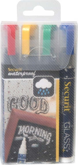 Marcatore a gesso liquido waterproof - punta da 2 00 - 6 00 mm - colori assortiti - Securit - conf. 4 pezzi Cancelleria e prodotti per ufficio/Penne matite scrittura e correzione/Marcatori ed evidenziatori/Pennarelli indelebili e marcatori Eurocartuccia - Pavullo, Commerciovirtuoso.it