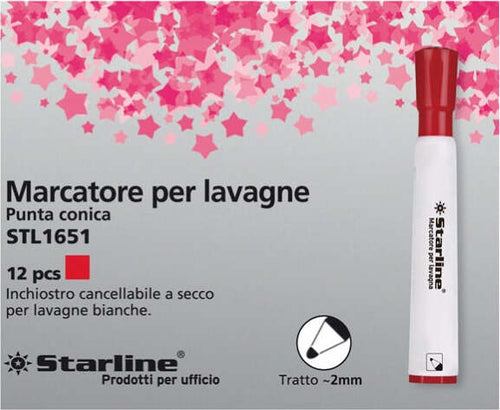 Marcatore per lavagne cancellabili Starline - punta tonda 2 0mm - rosso - Starline [multipack] 12 pezzi Cancelleria e prodotti per ufficio/Penne matite scrittura e correzione/Marcatori ed evidenziatori/Marcatori cancellabili a secco e liquidi Eurocartuccia - Pavullo, Commerciovirtuoso.it