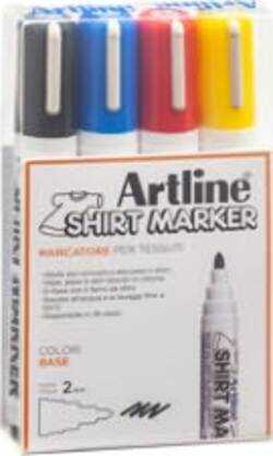 Marcatore per tessuto - punta tonda 2.0 mm - colori assortiti - Artline - conf. 4 pezzi Cancelleria e prodotti per ufficio/Penne matite scrittura e correzione/Marcatori ed evidenziatori/Pennarelli indelebili e marcatori Eurocartuccia - Pavullo, Commerciovirtuoso.it
