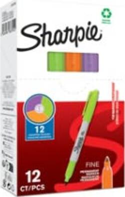 Marcatore permanente - punta fine 1.0 mm - colori assortiti - Sharpie - conf. 12 pezzi Cancelleria e prodotti per ufficio/Penne matite scrittura e correzione/Marcatori ed evidenziatori/Pennarelli indelebili e marcatori Eurocartuccia - Pavullo, Commerciovirtuoso.it