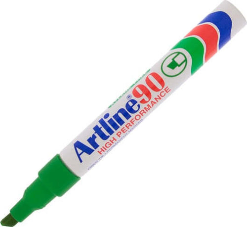 Marcatore permanente A 90 - punta scalpello 2 00 - 5 00 mm - verde - Artline Cancelleria e prodotti per ufficio/Penne matite scrittura e correzione/Marcatori ed evidenziatori/Pennarelli indelebili e marcatori Eurocartuccia - Pavullo, Commerciovirtuoso.it
