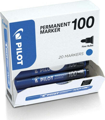 Marcatore Permanente Markers 100 - punta tonda 4 5 mm - blu - Pilot - conf. 15 + 5 pezzi Cancelleria e prodotti per ufficio/Penne matite scrittura e correzione/Marcatori ed evidenziatori/Pennarelli indelebili e marcatori Eurocartuccia - Pavullo, Commerciovirtuoso.it