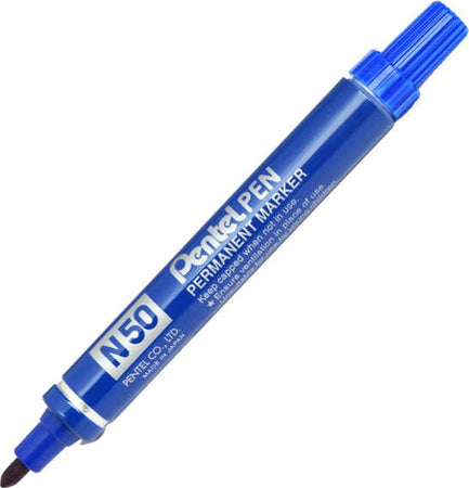 Marcatore permanente N50 - punta tonda - blu - Pentel Cancelleria e prodotti per ufficio/Penne matite scrittura e correzione/Marcatori ed evidenziatori/Pennarelli indelebili e marcatori Eurocartuccia - Pavullo, Commerciovirtuoso.it