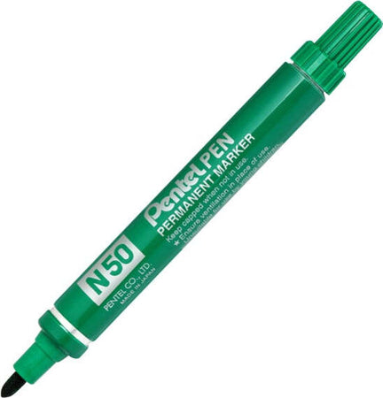 Marcatore permanente N50 - punta tonda - verde - Pentel Cancelleria e prodotti per ufficio/Penne matite scrittura e correzione/Marcatori ed evidenziatori/Pennarelli indelebili e marcatori Eurocartuccia - Pavullo, Commerciovirtuoso.it