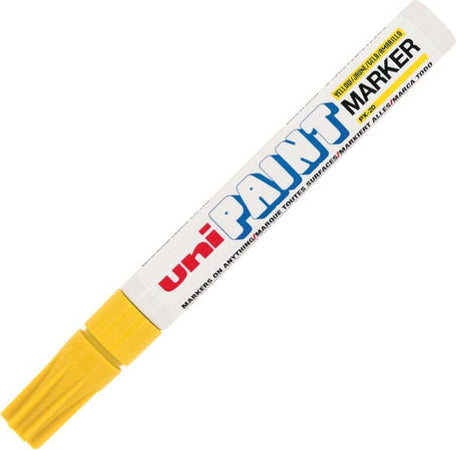 Marcatore Uni Paint PX20 - punta 2 8mm - giallo - Uni Mitsubishi Cancelleria e prodotti per ufficio/Penne matite scrittura e correzione/Marcatori ed evidenziatori/Pennarelli indelebili e marcatori Eurocartuccia - Pavullo, Commerciovirtuoso.it