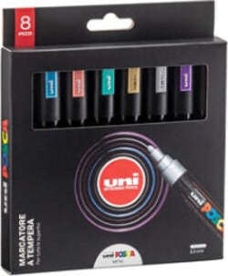 Marcatore Uni Posca PC5M - punta media 1 8-2 5 mm - colori assortiti metal - Uni Mitsubishi - conf. 8 pezzi Cancelleria e prodotti per ufficio/Penne matite scrittura e correzione/Marcatori ed evidenziatori/Pennarelli indelebili e marcatori Eurocartuccia - Pavullo, Commerciovirtuoso.it