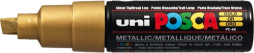 Marcatore Uni Posca PC8K - punta a scalpello 8mm - oro - Uni Mitsubishi Cancelleria e prodotti per ufficio/Penne matite scrittura e correzione/Marcatori ed evidenziatori/Pennarelli indelebili e marcatori Eurocartuccia - Pavullo, Commerciovirtuoso.it