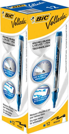 Marcatori Whiteboard Marker Velleda liquid Ink - punta tonda 2 2mm - blu - Bic Cancelleria e prodotti per ufficio/Penne matite scrittura e correzione/Marcatori ed evidenziatori/Marcatori cancellabili a secco e liquidi Eurocartuccia - Pavullo, Commerciovirtuoso.it