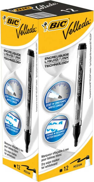 Marcatori Whiteboard Marker Velleda liquid Ink - punta tonda 2 2mm - nero - Bic Cancelleria e prodotti per ufficio/Penne matite scrittura e correzione/Marcatori ed evidenziatori/Marcatori cancellabili a secco e liquidi Eurocartuccia - Pavullo, Commerciovirtuoso.it