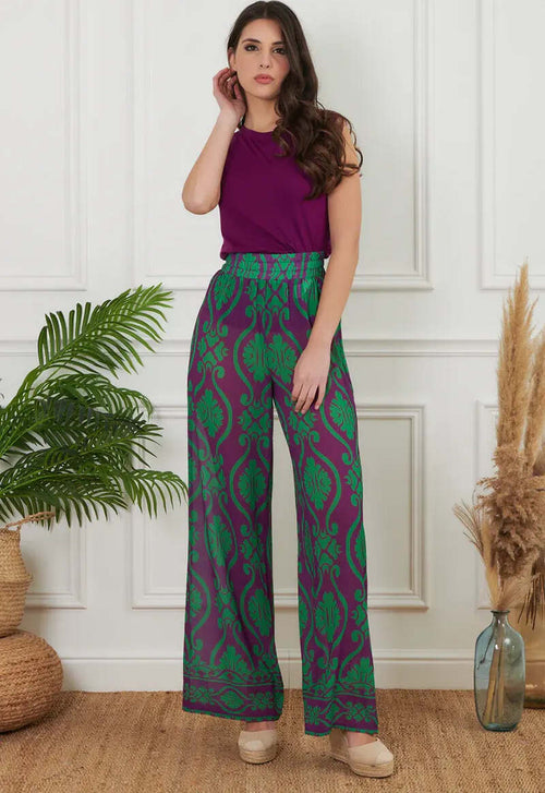 MARINA-ABAGNALE-|-Pantaloni-fantasia-damascata