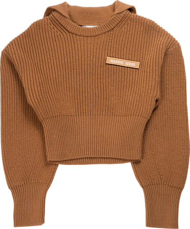 MARINE-SERRE-Half-cardigan-knit-sailor-sweater-in-camel-da-donna
