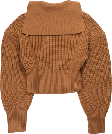 MARINE-SERRE-Half-cardigan-knit-sailor-sweater-in-camel-da-donna