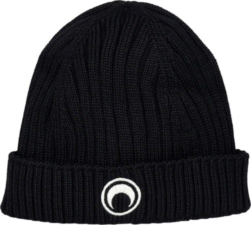 MARINE-SERRE-Moon-Logo-knit-beanie-in-black-da-donna