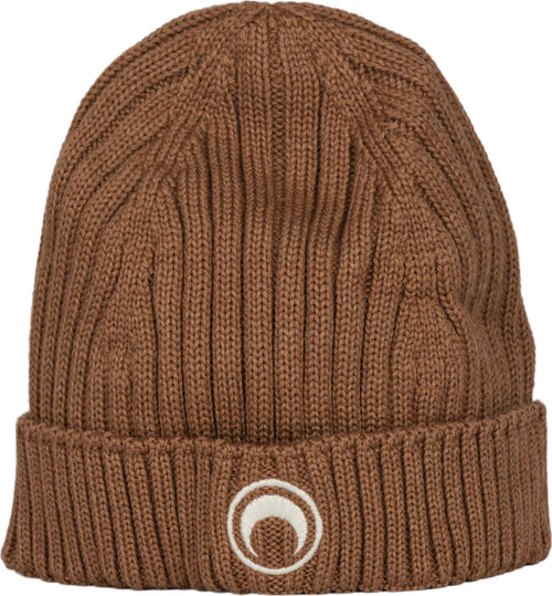 MARINE-SERRE-Moon-Logo-knit-beanie-in-camel-da-donna