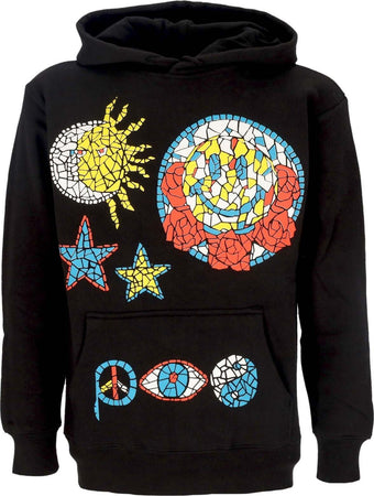 MARKET-Felpa-Cappuccio-Uomo-Mosaic-Hoodie-X-Smiley-Black-da-uomo