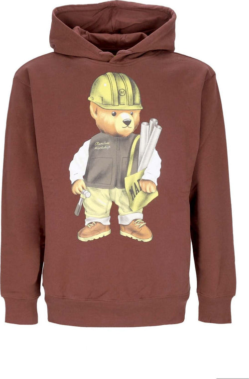 MARKET-Felpa-Cappuccio-Uomo-Workshop-Bear-Hoodie-Brown-da-uomo