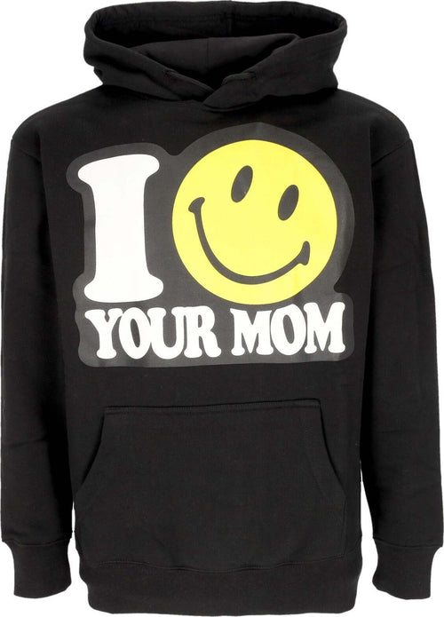 MARKET-Felpa-Cappuccio-Uomo-Your-Mom-Hoodie-X-Smiley-Black-da-uomo