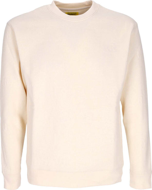 MARKET-Felpa-Girocollo-Uomo-Emboss-Print-Fleece-Crewneck-Coconut-da-uomo