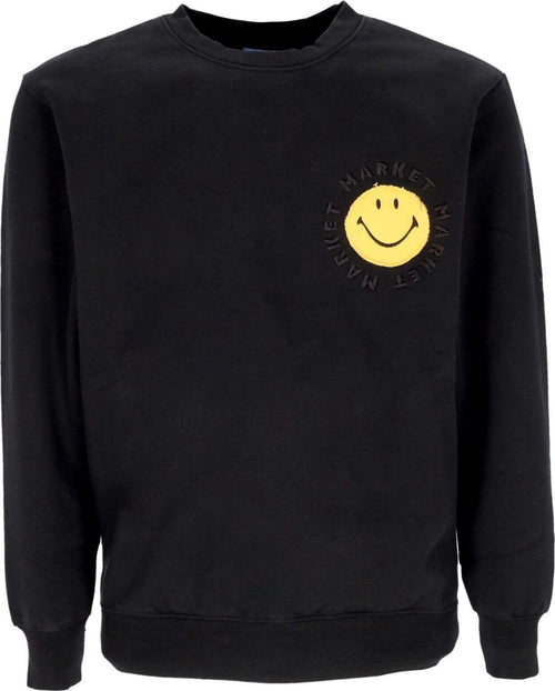 MARKET-Felpa-Girocollo-Uomo-Smiley-Vintage-Wash-Crewneck-X-Smiley-Washed-Black-da-uomo