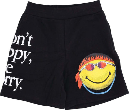 MARKET-Pantalone-Corto-Tuta-Felpato-Uomo-Don't-Happy-Be-Worry-Sweatshorts-X-Smiley-Black-da-uomo