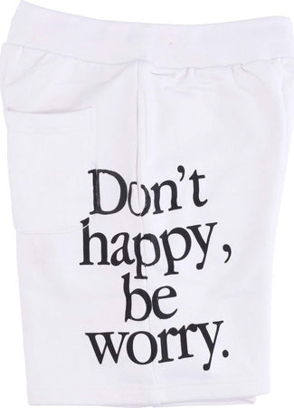 MARKET-Pantalone-Corto-Tuta-Felpato-Uomo-Don't-Happy-Be-Worry-Sweatshorts-X-Smiley-White-da-uomo