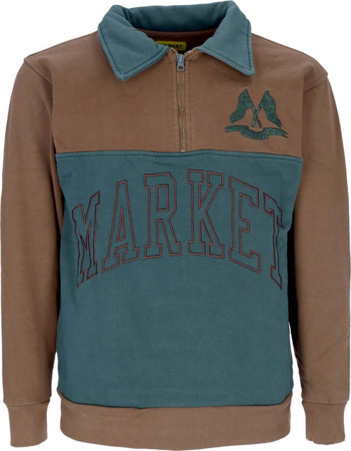 MARKET-Polo-Manica-Lunga-Uomo-Half-Zip-Rugby-Sweatshirt-Milk-Chocolate-da-uomo