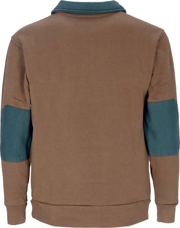 MARKET-Polo-Manica-Lunga-Uomo-Half-Zip-Rugby-Sweatshirt-Milk-Chocolate-da-uomo