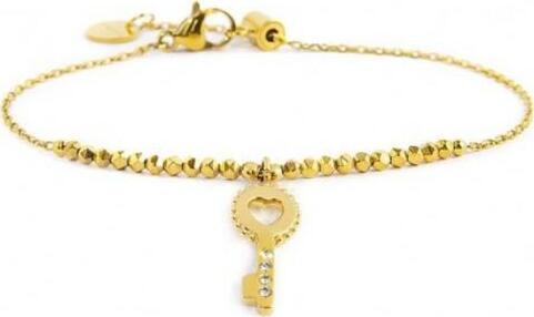 Marlù---BRACCIALE-CON-CHIAVE-PENDENTE-CRISTALLI-BIANCHI-ED-EMATITE-PVD-ORO
