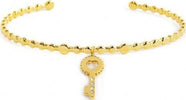 Marlù---BRACCIALE-RIGIDO-A-PALLINE-CON-PENDENTE-CHIAVE-CRISTALLI-BIANCHI-PVD-ORO