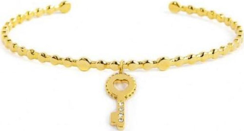 Marlù---BRACCIALE-RIGIDO-A-PALLINE-CON-PENDENTE-CHIAVE-CRISTALLI-BIANCHI-PVD-ORO